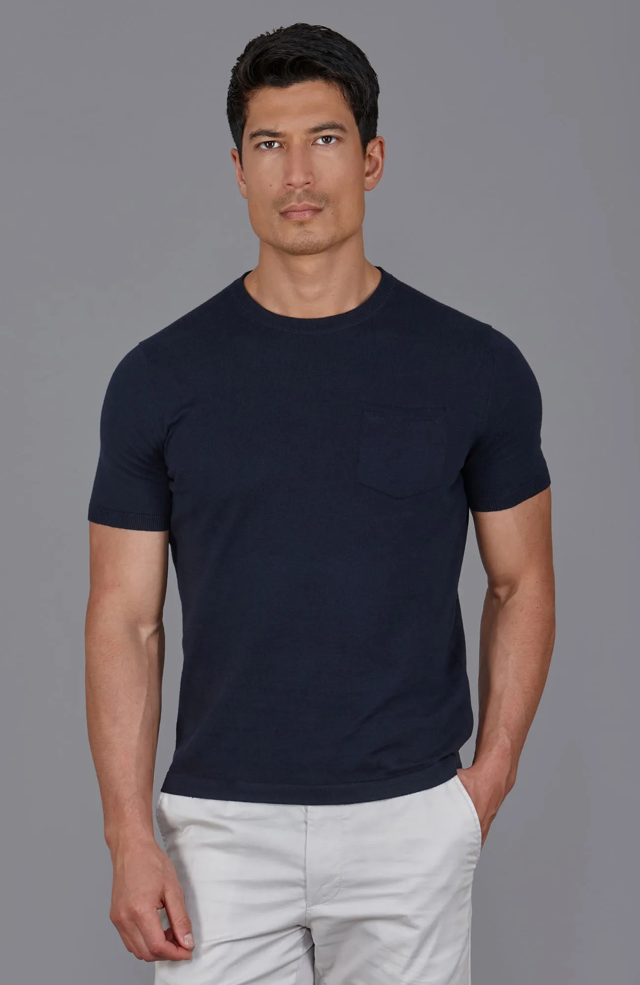 Mens Ultra Fine Cotton Knitted Pocket T-Shirt