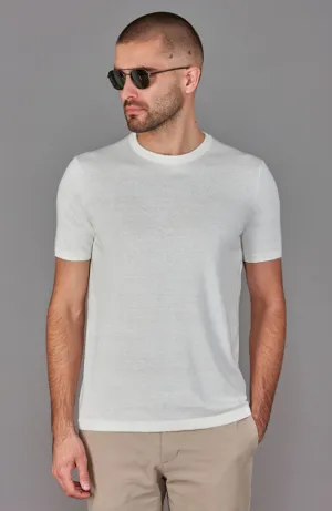 Mens Ultra Fine Cotton Linen Knitted T-Shirt