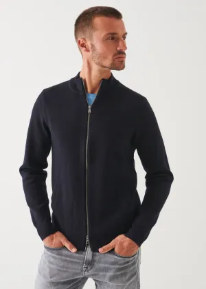 MERINO HALF MILANO ZIP-UP CARDIGAN - DARK NAVY