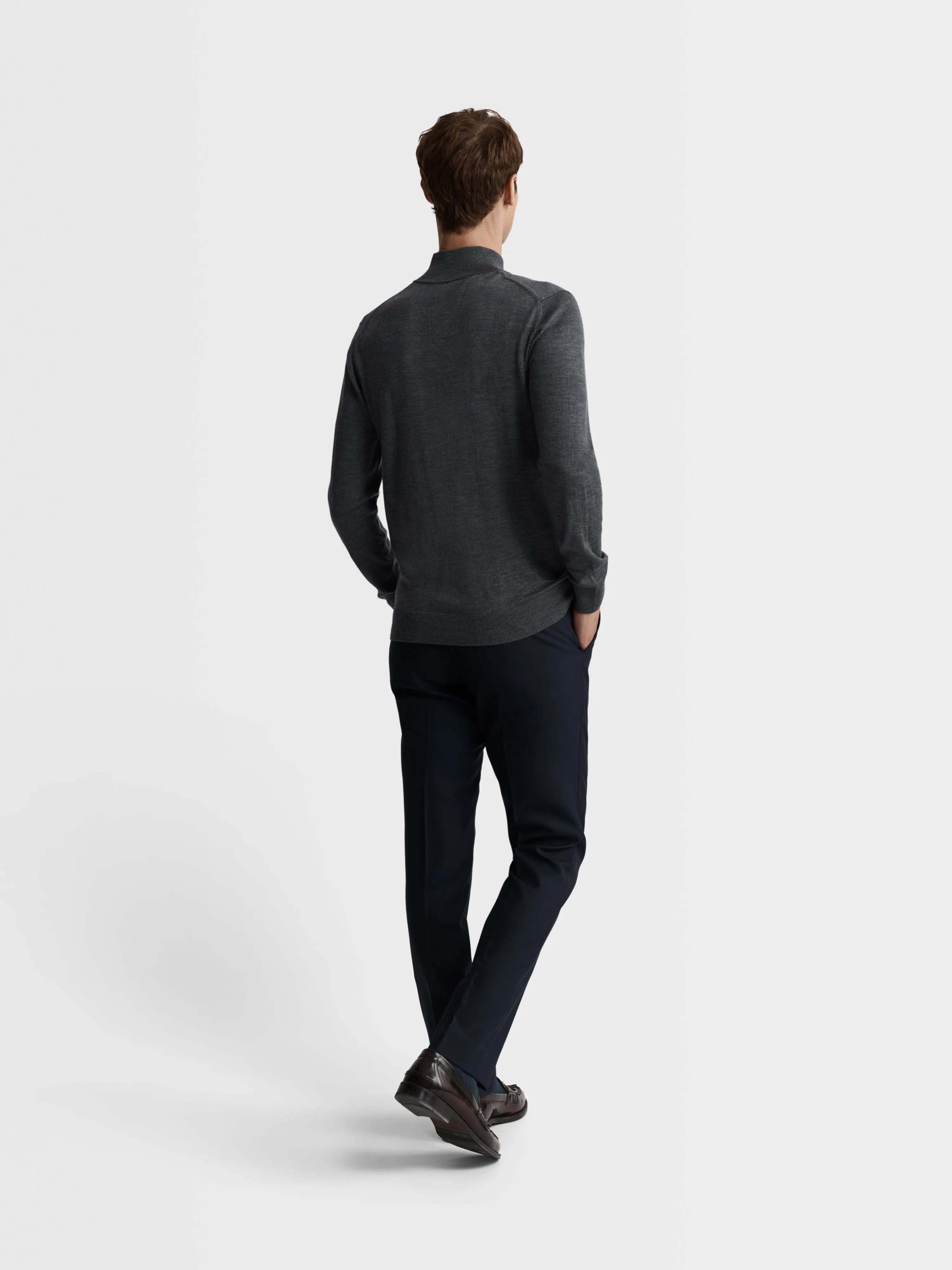 Merino Wool Quarter-Zip Jumper - Charcoal