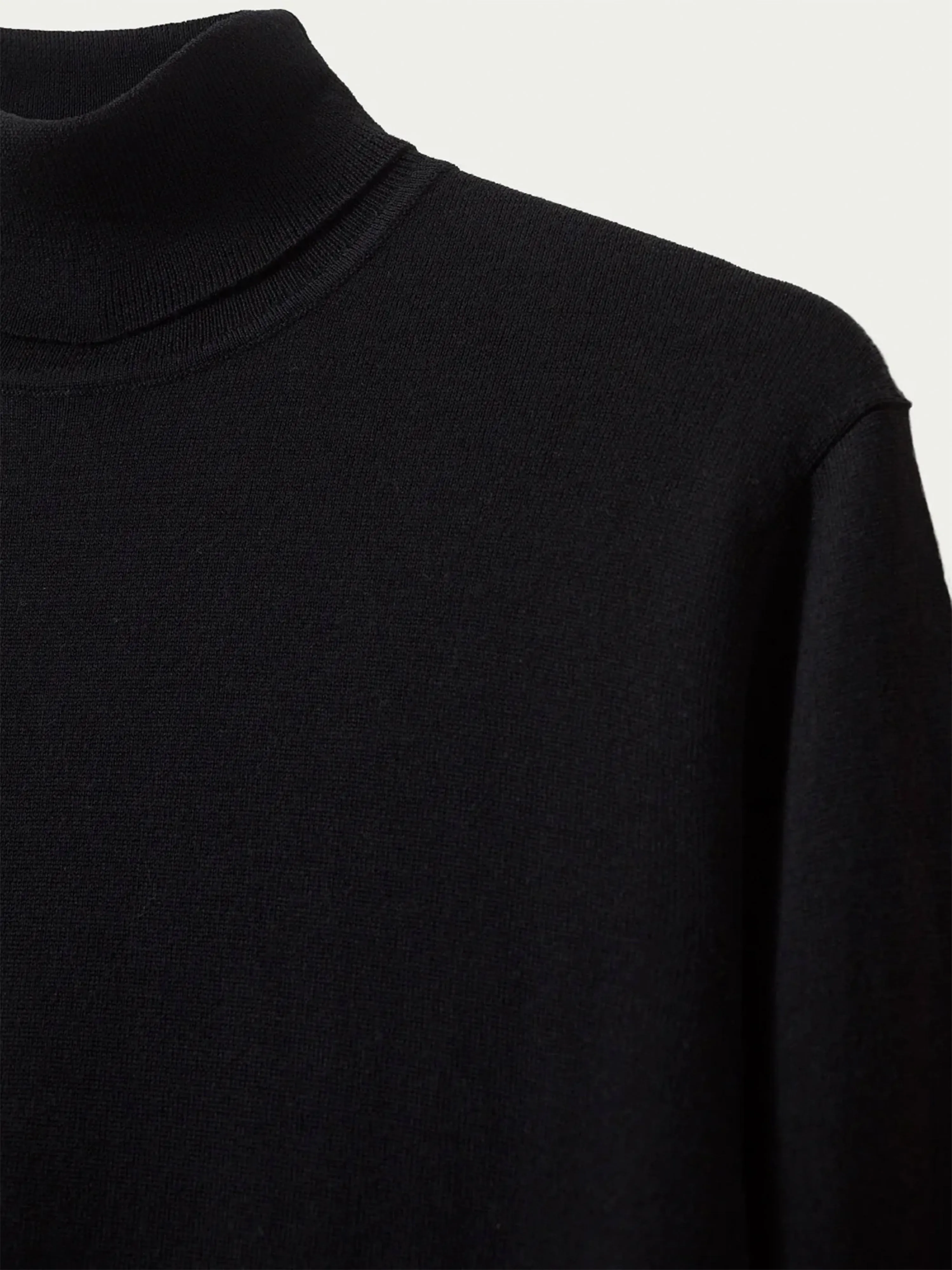 Merino Wool Roll Neck Jumper - Black