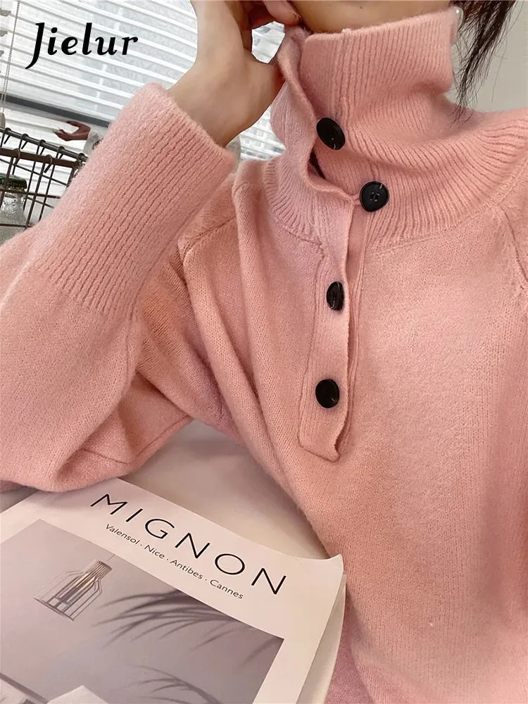 Metaversmall Turtleneck Autumn Winter Sweater Women Preppy New Elegant Thick Warm Knitted Pullover Loose Soft Basic Knitwear Jumper