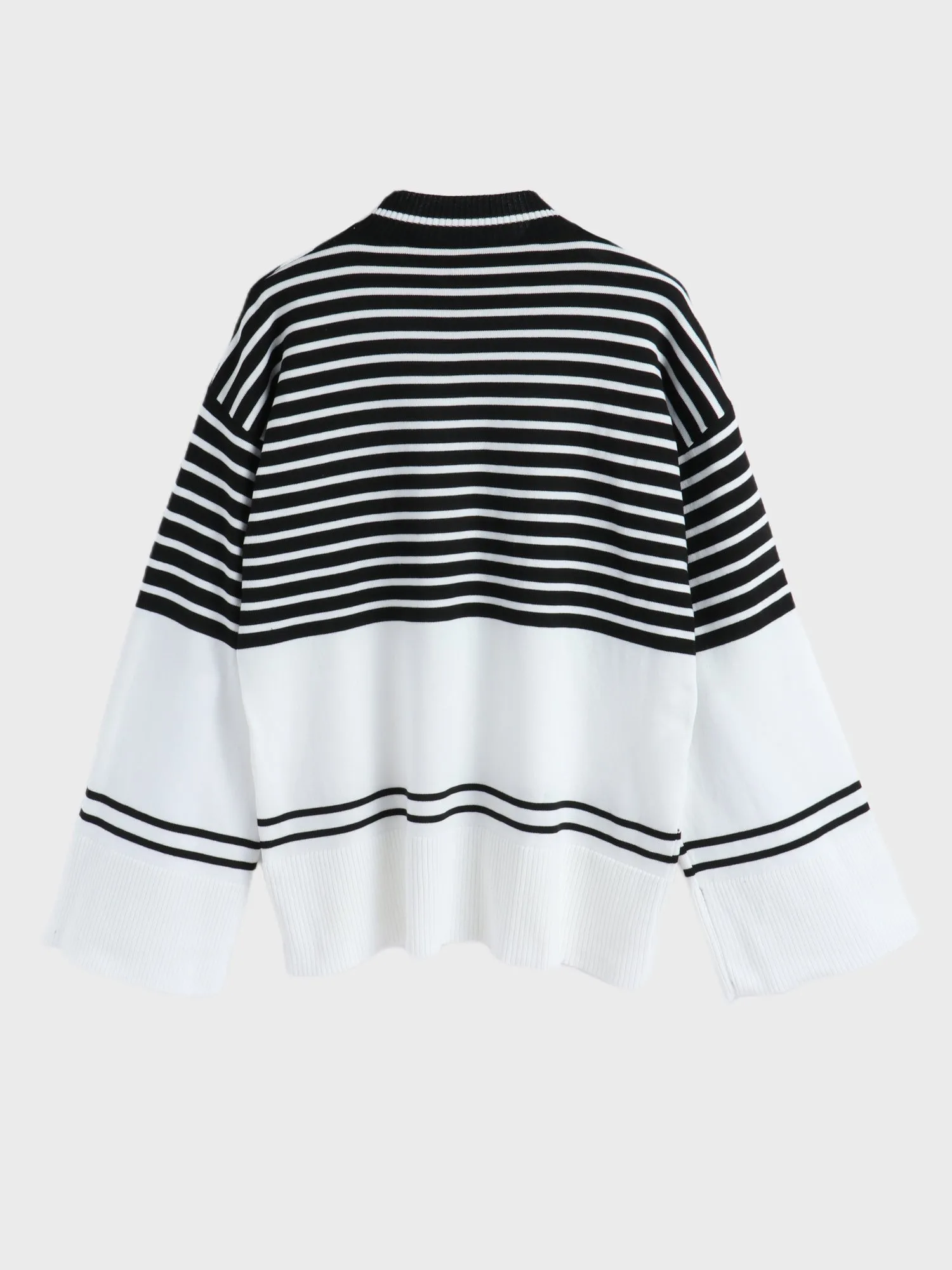 Midsize Loose Turtleneck Striped Knitted Sweater