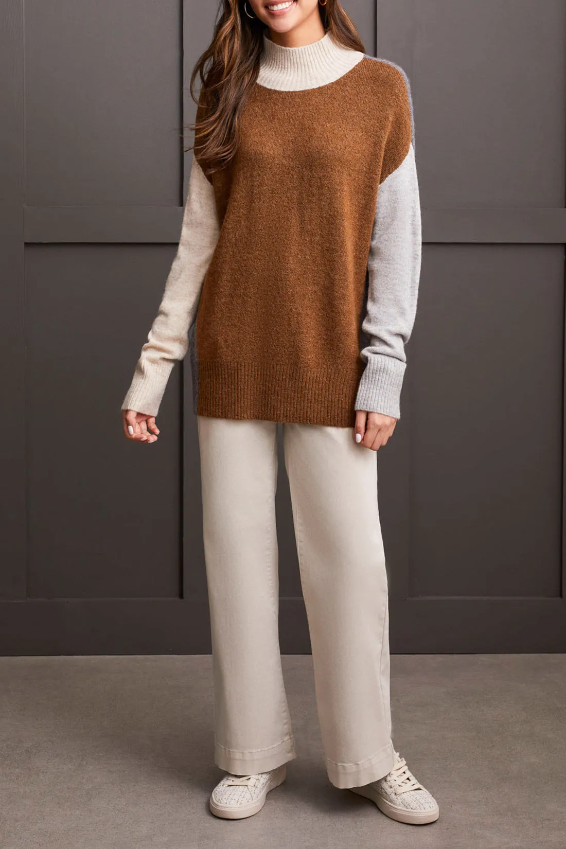 Mock Neck Colour Block Sweater