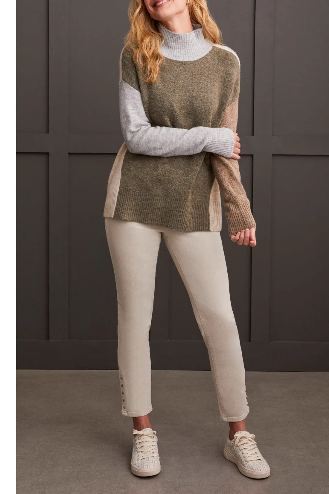 Mock Neck Colour Block Sweater