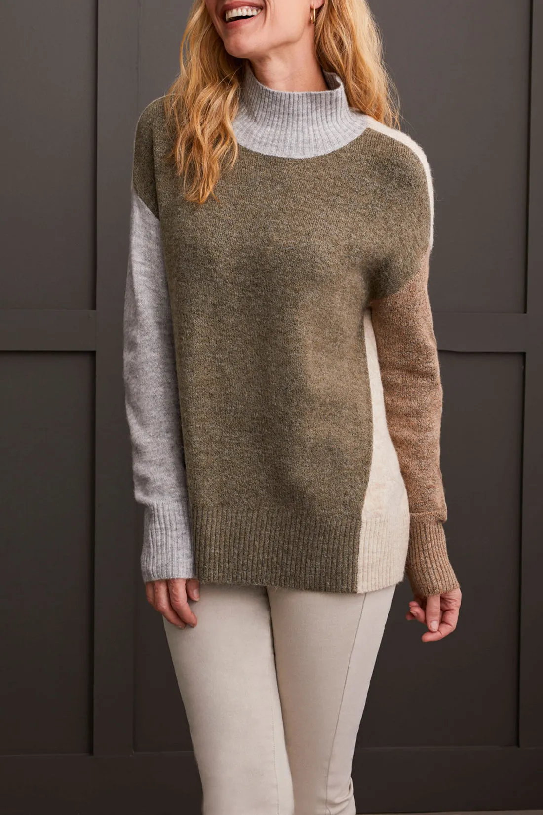 Mock Neck Colour Block Sweater