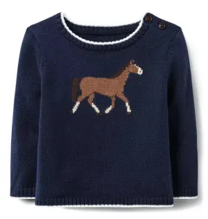 Navy Horse Intarsia Sweater