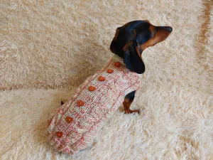 Outfit for pet warm jumper with wooden buttons hearts