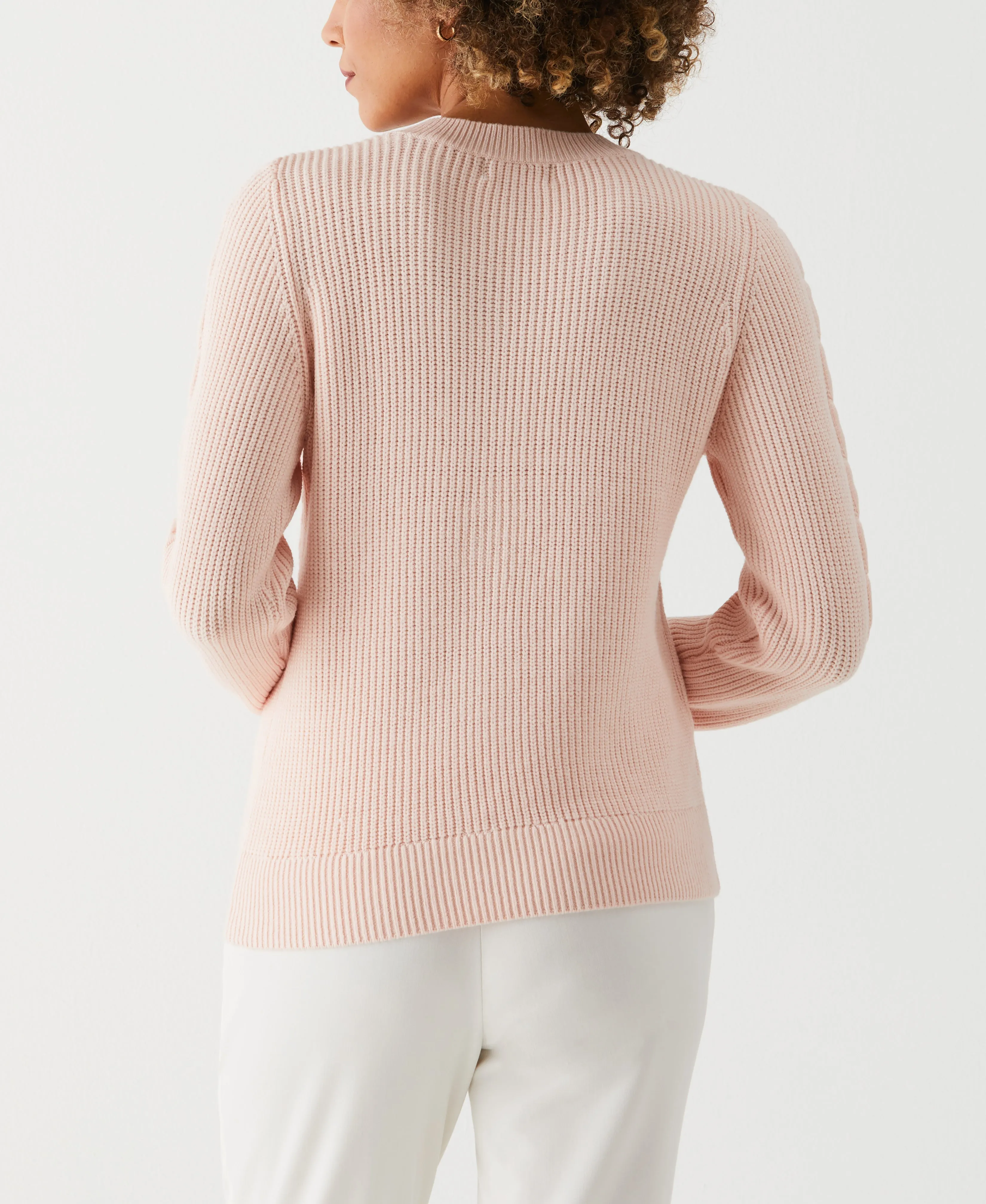 Petite Cable Knit V-Neck Sweater