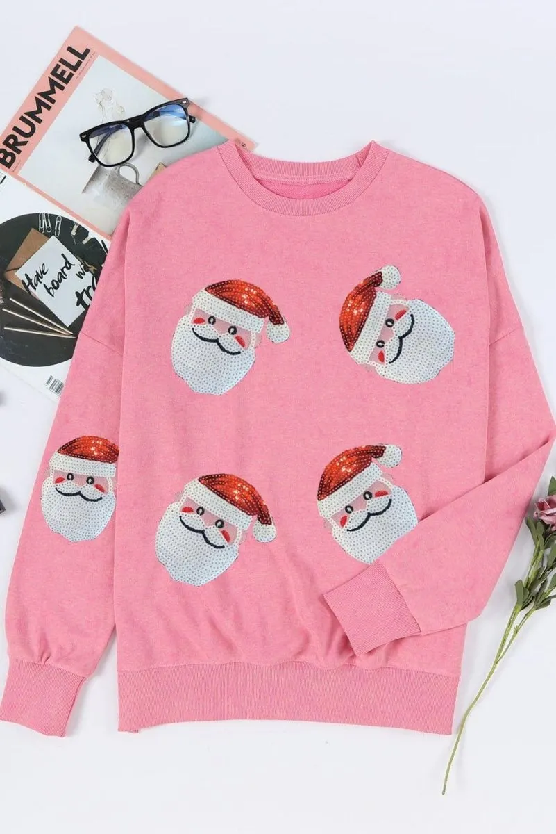 Pink Sequined Santa Clause Sweatshirt