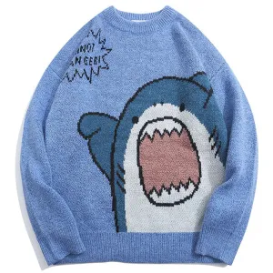 PopFlying Warm Jacquard Sweater Shark