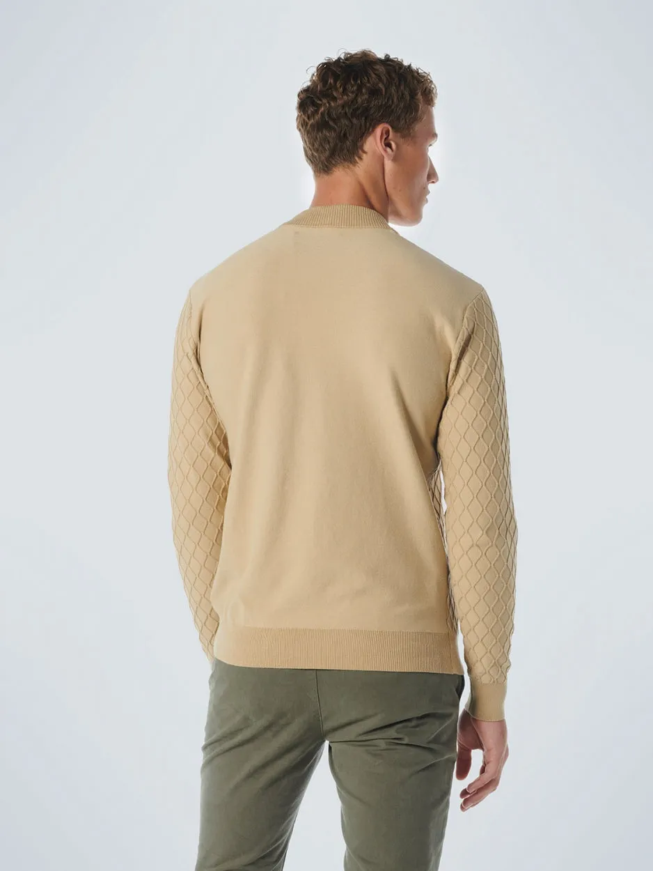 Pullover Crewneck Jacquard Mix Knit Solid | Stone