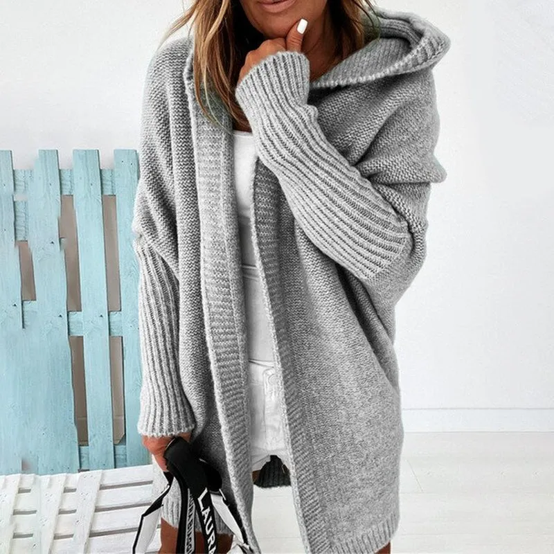 "New Arrival: Trendy & Cozy Batwing Sleeve Knitwear Cardigan for Women - Oversized Sweater Coat perfect for 2022 Fashion! Limited stock available!"