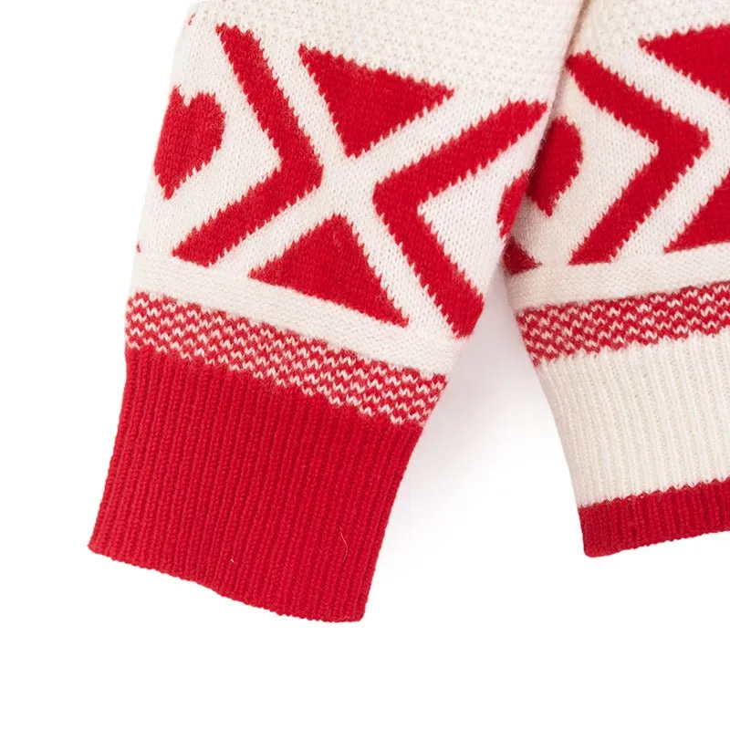 Red & White Jacquard-knit Christmas Wool Sweater