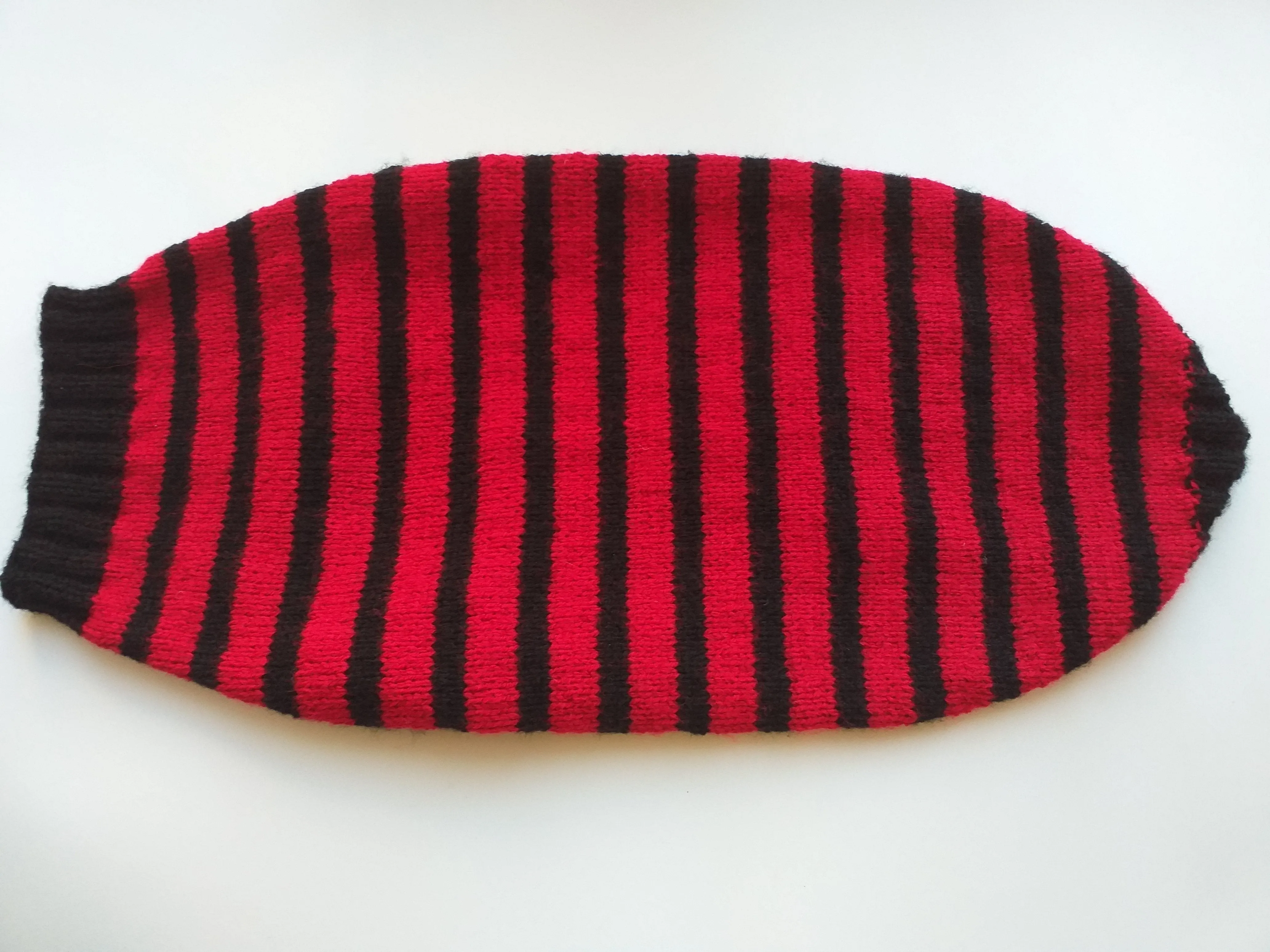 Red with black stripes dog knitted sweater, clothes for dachshund, sweater dog, clothes for dog, sweater for small dogs, dachshund sweater