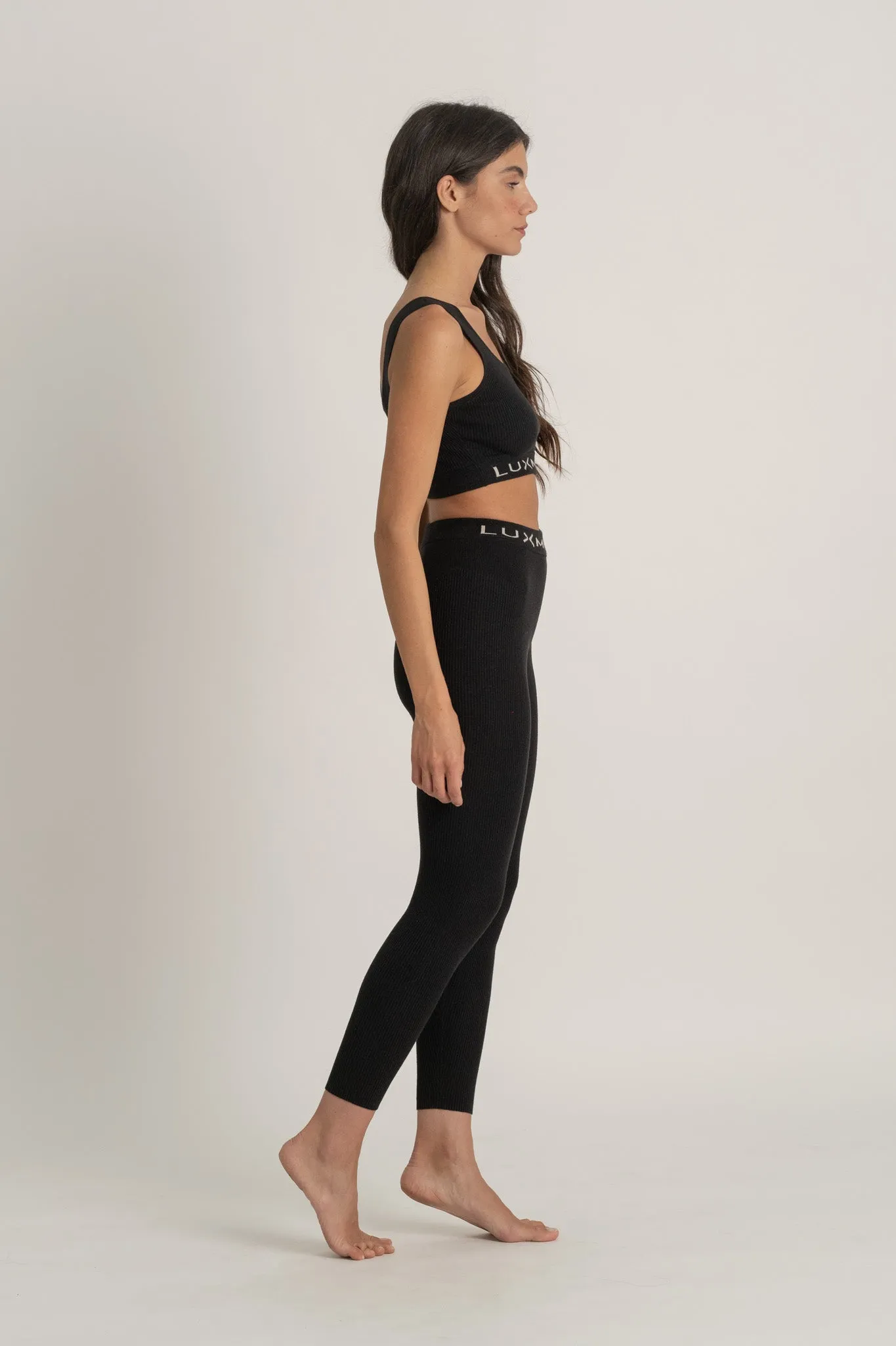 Ribbed Linen Mouvement Legging in Black