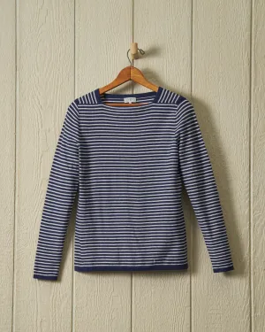 Riviera Sweater Knit Top in Navy/Cream