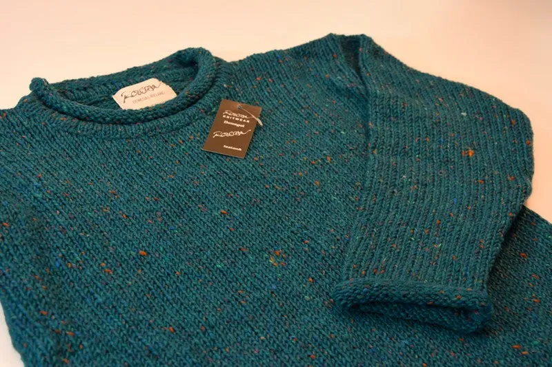 Roll neck jumper – Speckled dark turquoise – Rossan Knitwear