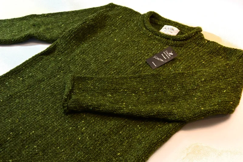 Roll neck jumper – Speckled green – Rossan Knitwear