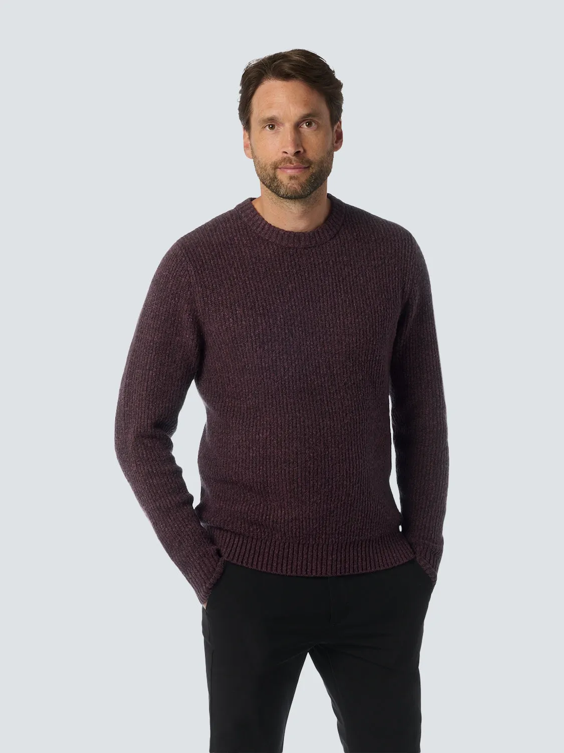 Round Neck Sweater in Two Colors: Soft and Stretchy for Ultimate Comfort | Aubergine