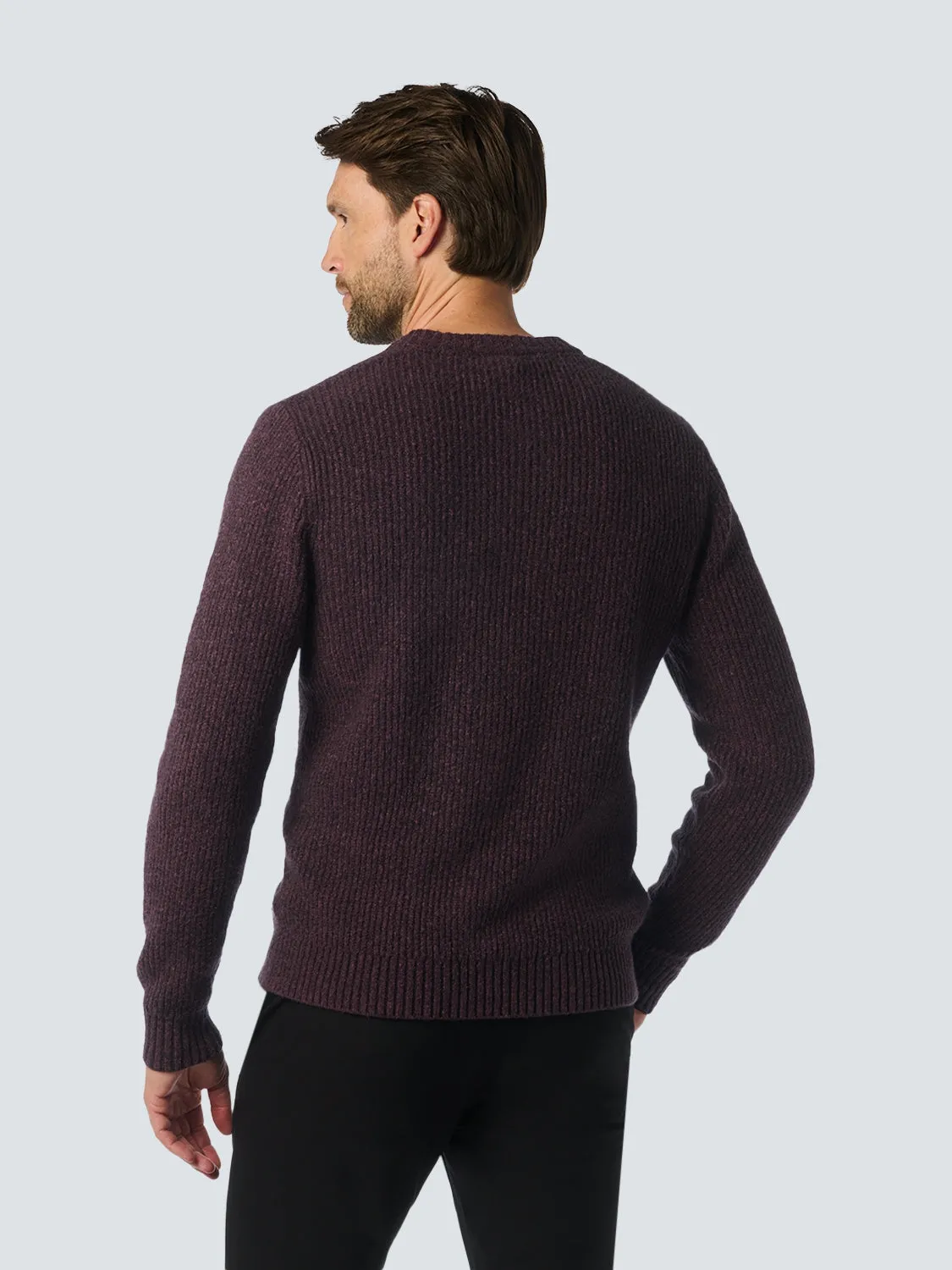 Round Neck Sweater in Two Colors: Soft and Stretchy for Ultimate Comfort | Aubergine