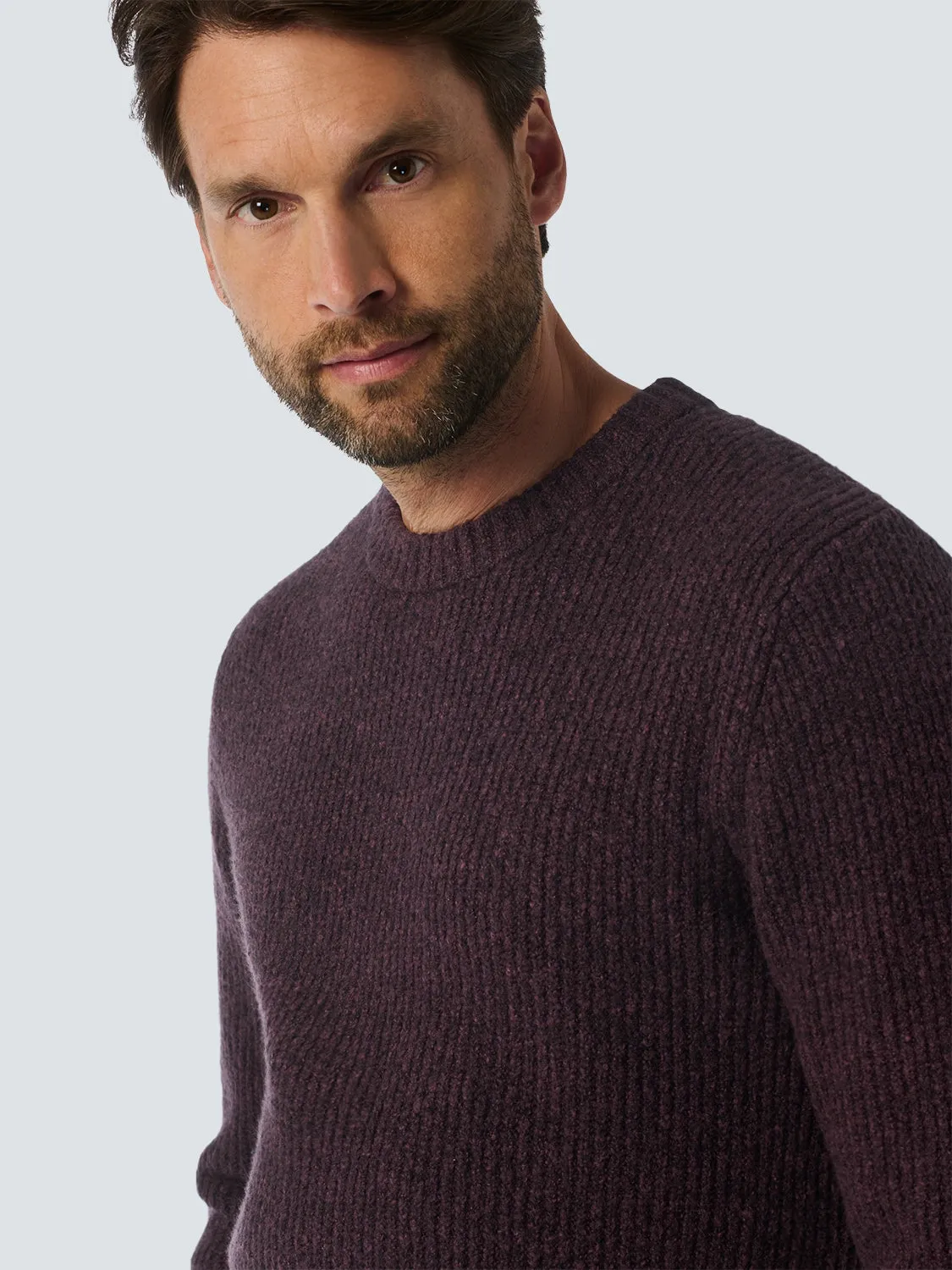 Round Neck Sweater in Two Colors: Soft and Stretchy for Ultimate Comfort | Aubergine