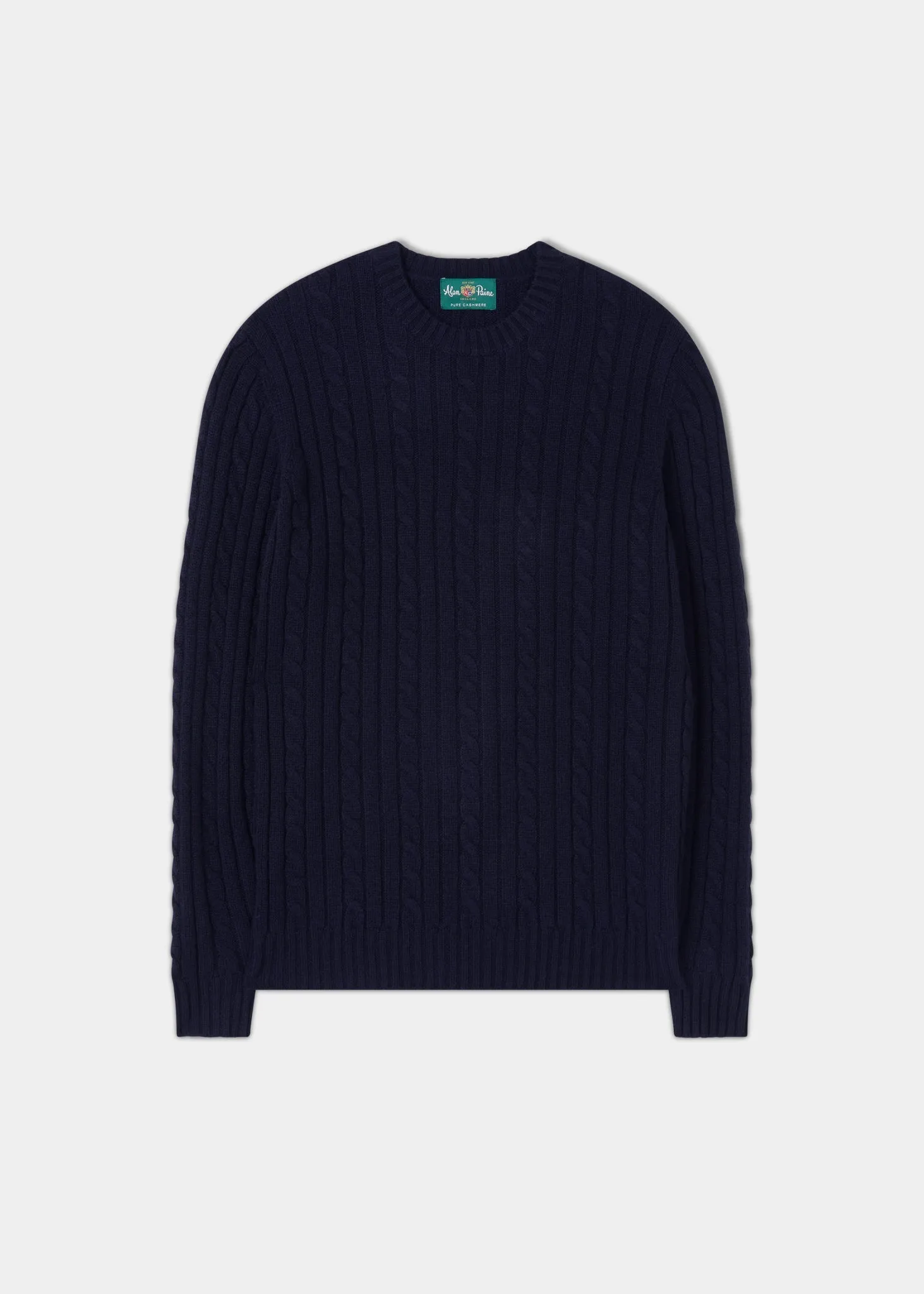 Roxburgh Long Sleeve Cable Crew Neck In Dark Navy - Classic Fit