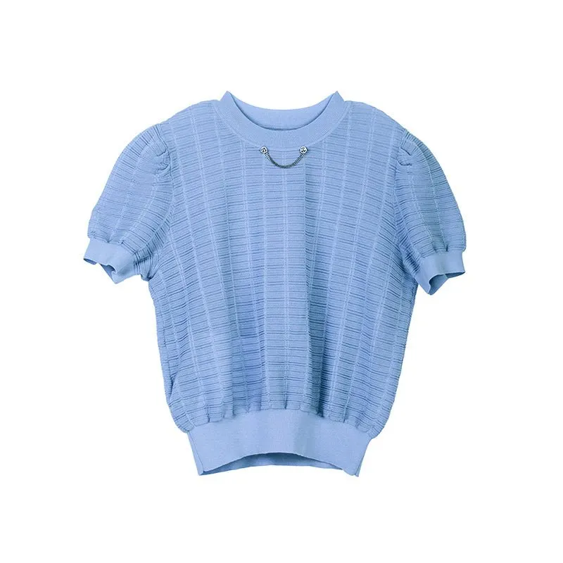 Sapphire Knitted Short Sleeve T-shirts