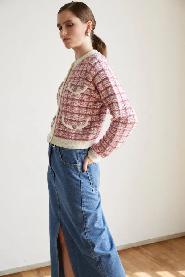 Scarlett Knit Cardigan  <br> -Mauve PNK-