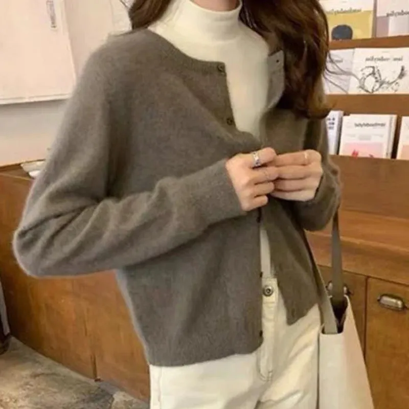 Simple Elegant Comfortable Cozy Stylish Loose Long Sleeve Knitted Cardigan Sweater