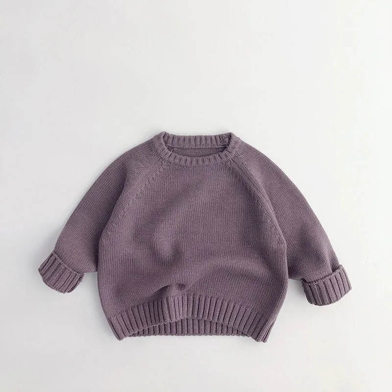 Solid Long-Sleeved Vintage Sweater