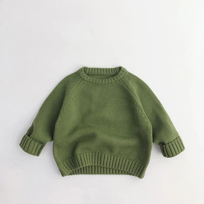 Solid Long-Sleeved Vintage Sweater