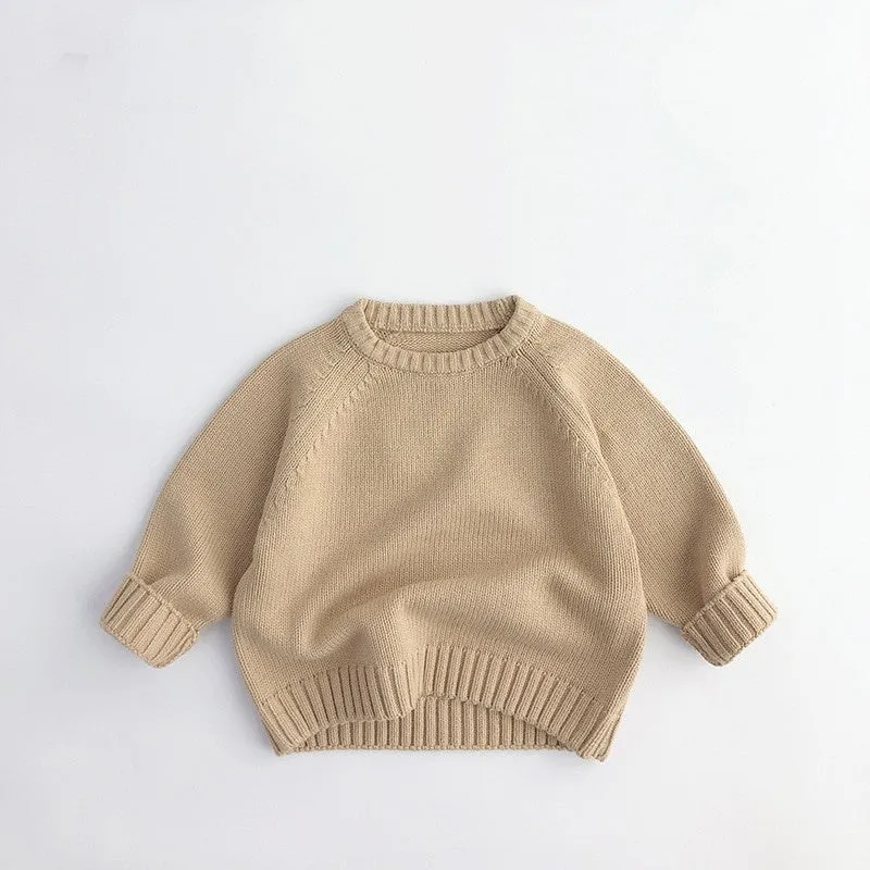 Solid Long-Sleeved Vintage Sweater