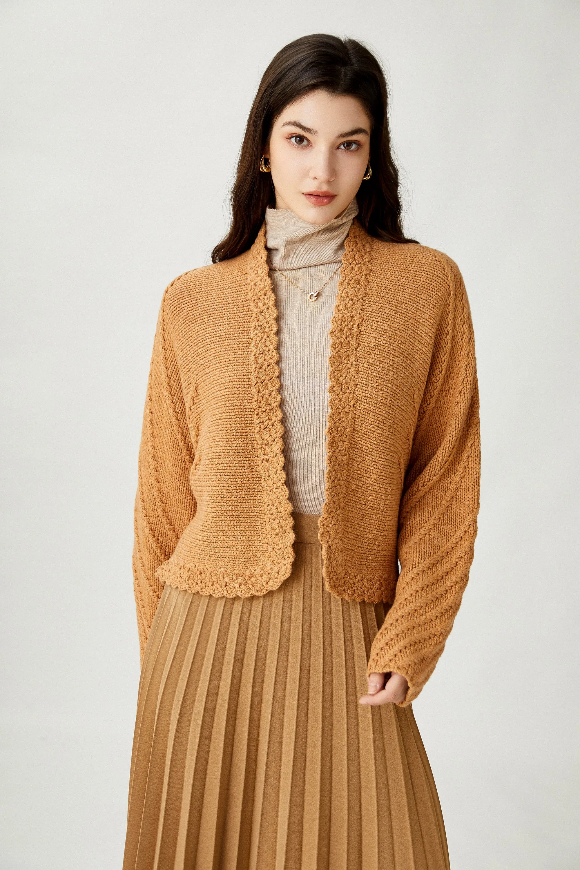 Sylphide | Astrid Orange Crochet Wool Cardigan