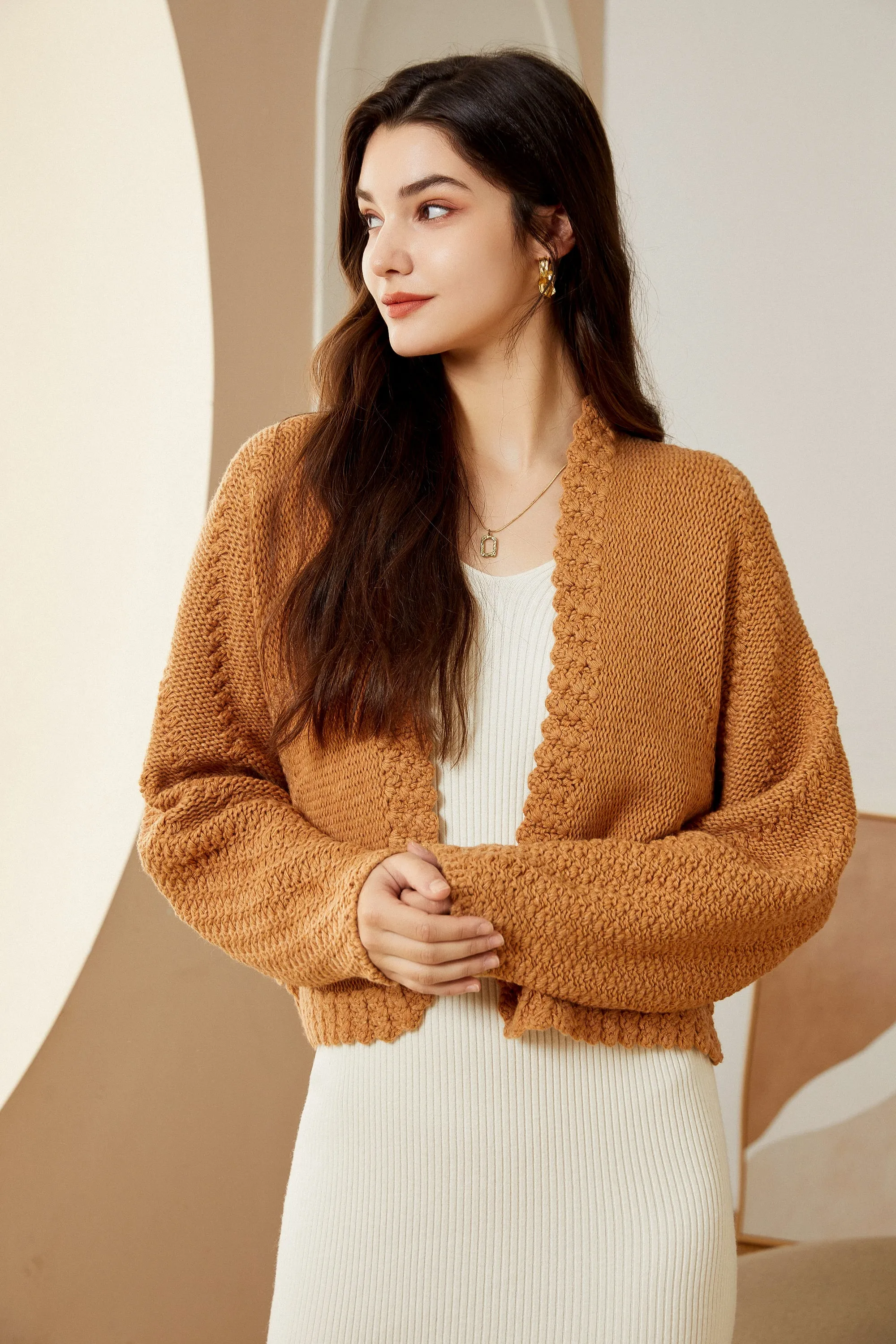 Sylphide | Astrid Orange Crochet Wool Cardigan