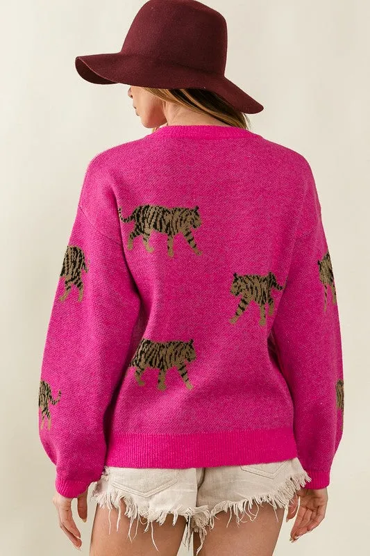 Tabitha Tiger Pattern Knit Sweater