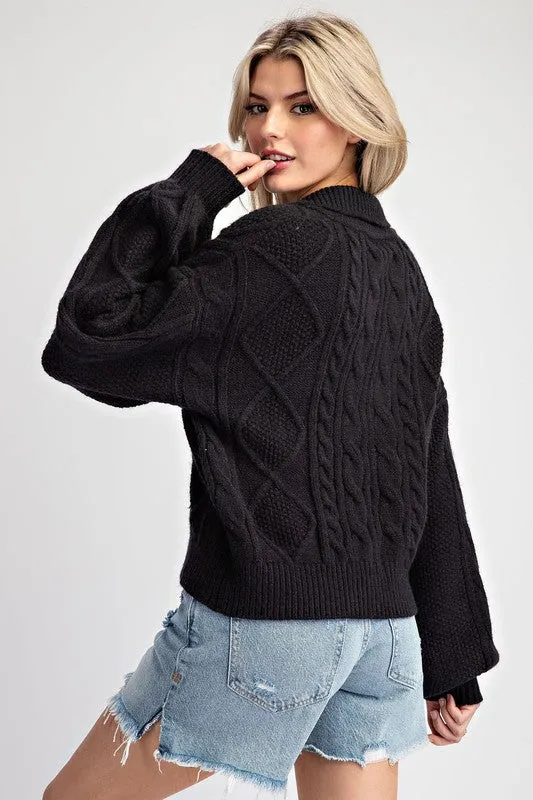 Textured Cropped Sweater Top