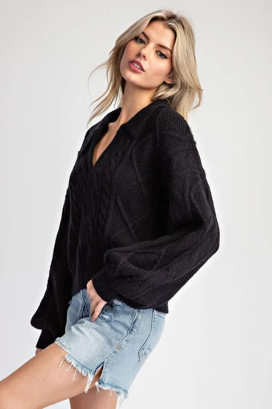 Textured Cropped Sweater Top