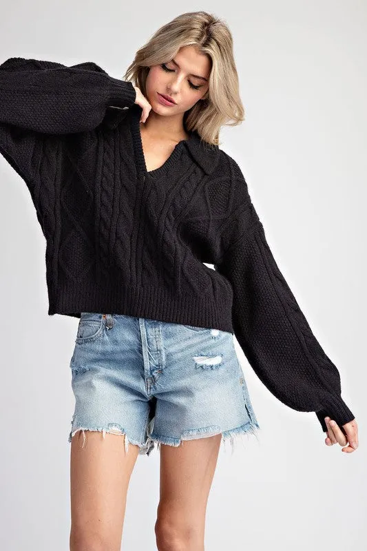 Textured Cropped Sweater Top