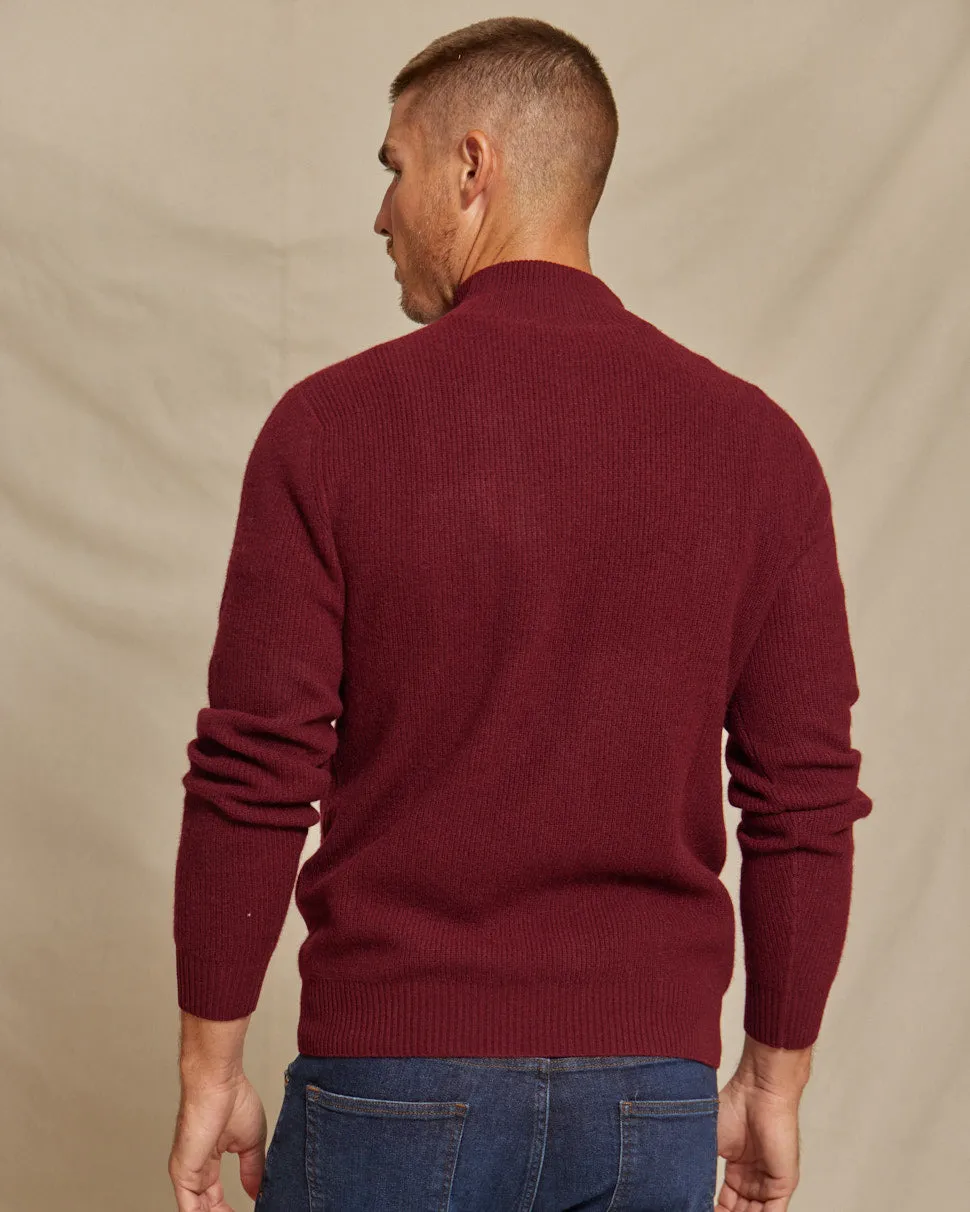 The Kayce - Cashmere 1/4 Zip Sweater - Bordeaux