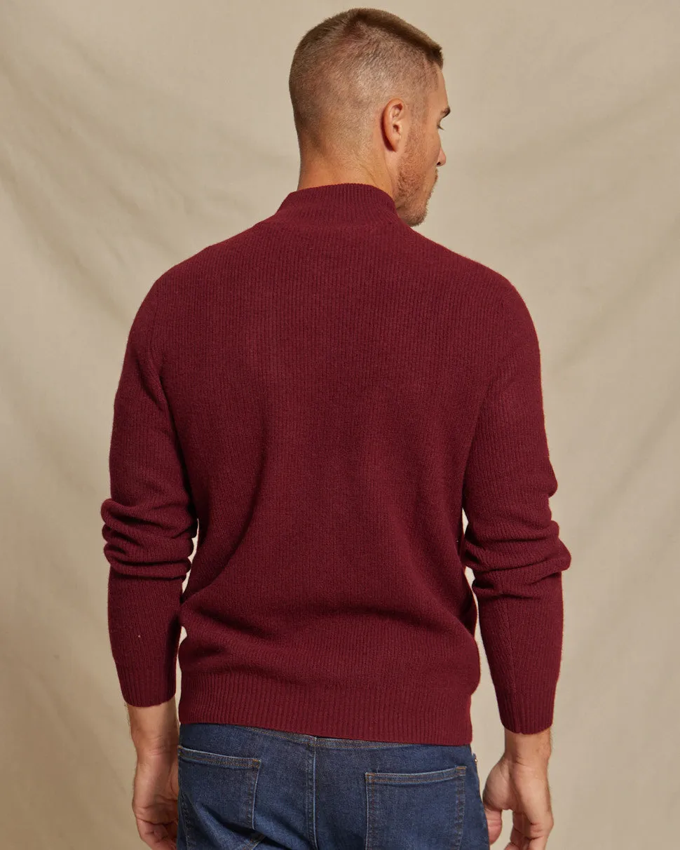 The Kayce - Cashmere 1/4 Zip Sweater - Bordeaux