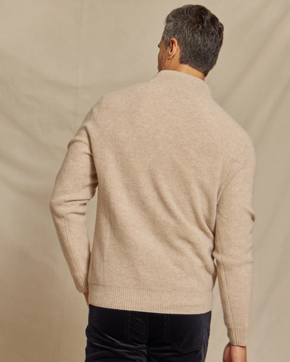 The Kayce - Cashmere 1/4 Zip Sweater - Oatmeal Heather