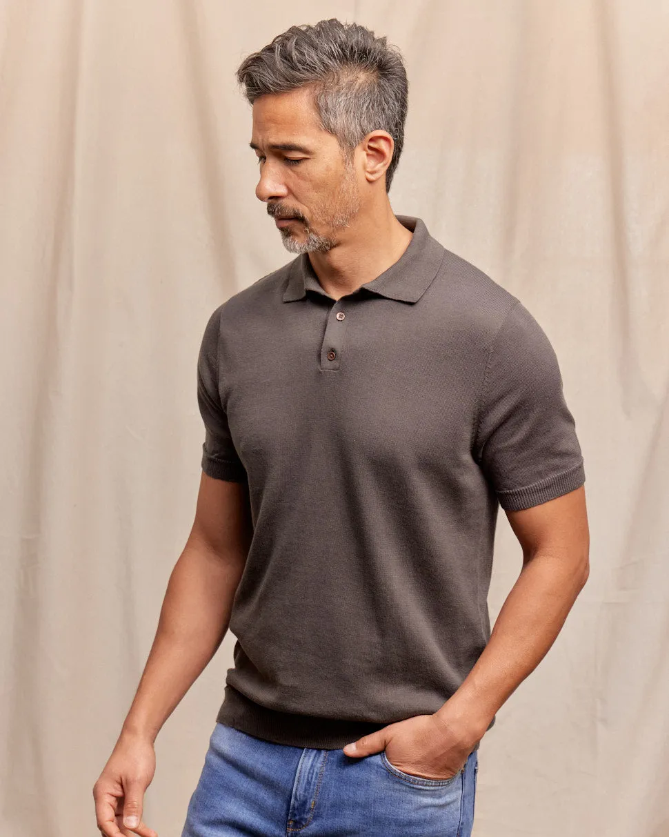 The Leighton - Supima Cotton SS Knit Polo - Charcoal