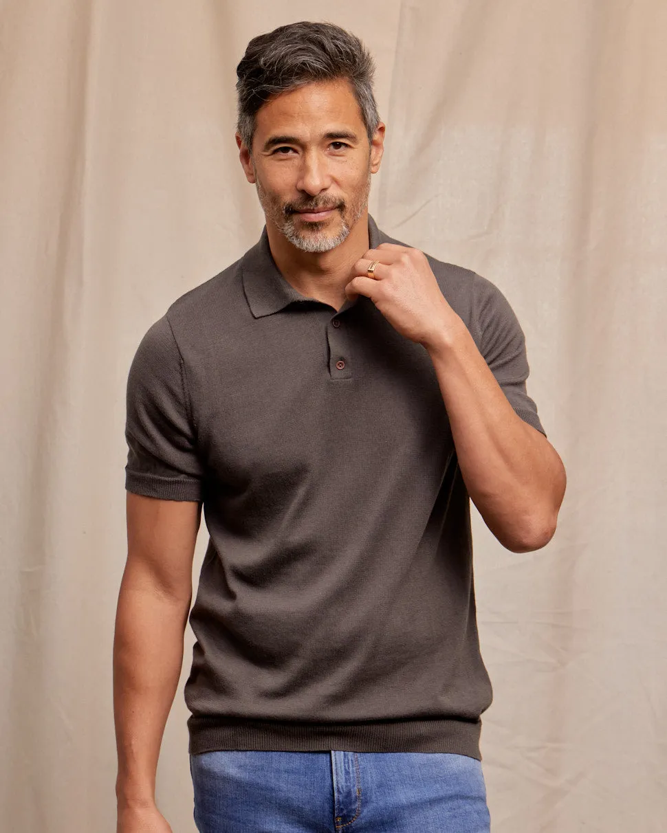 The Leighton - Supima Cotton SS Knit Polo - Charcoal