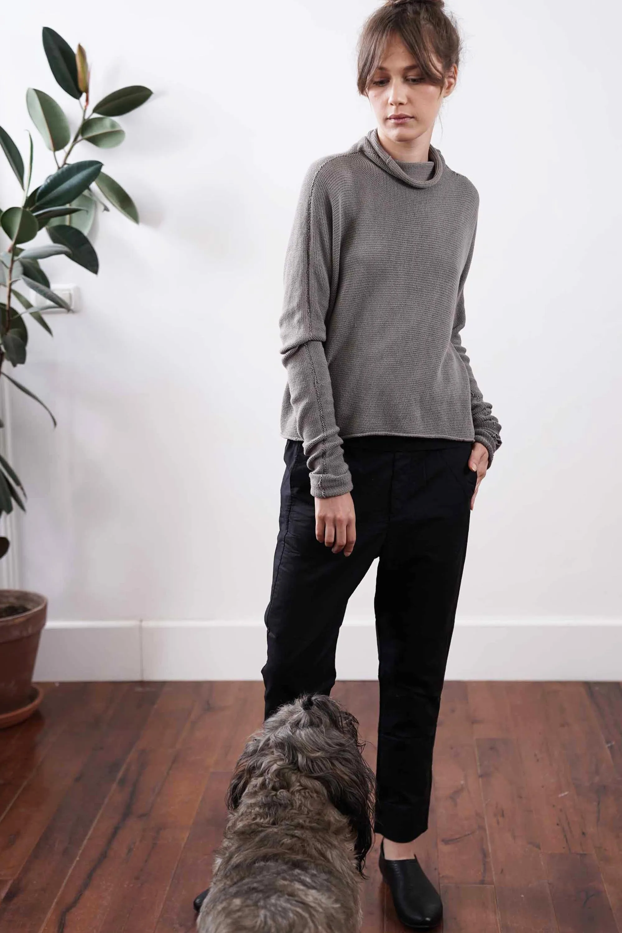 Turtleneck Baraka knitted Soy Sweater = Gray / Fog / Charcoal / Cognac / Purple / Green / Sand