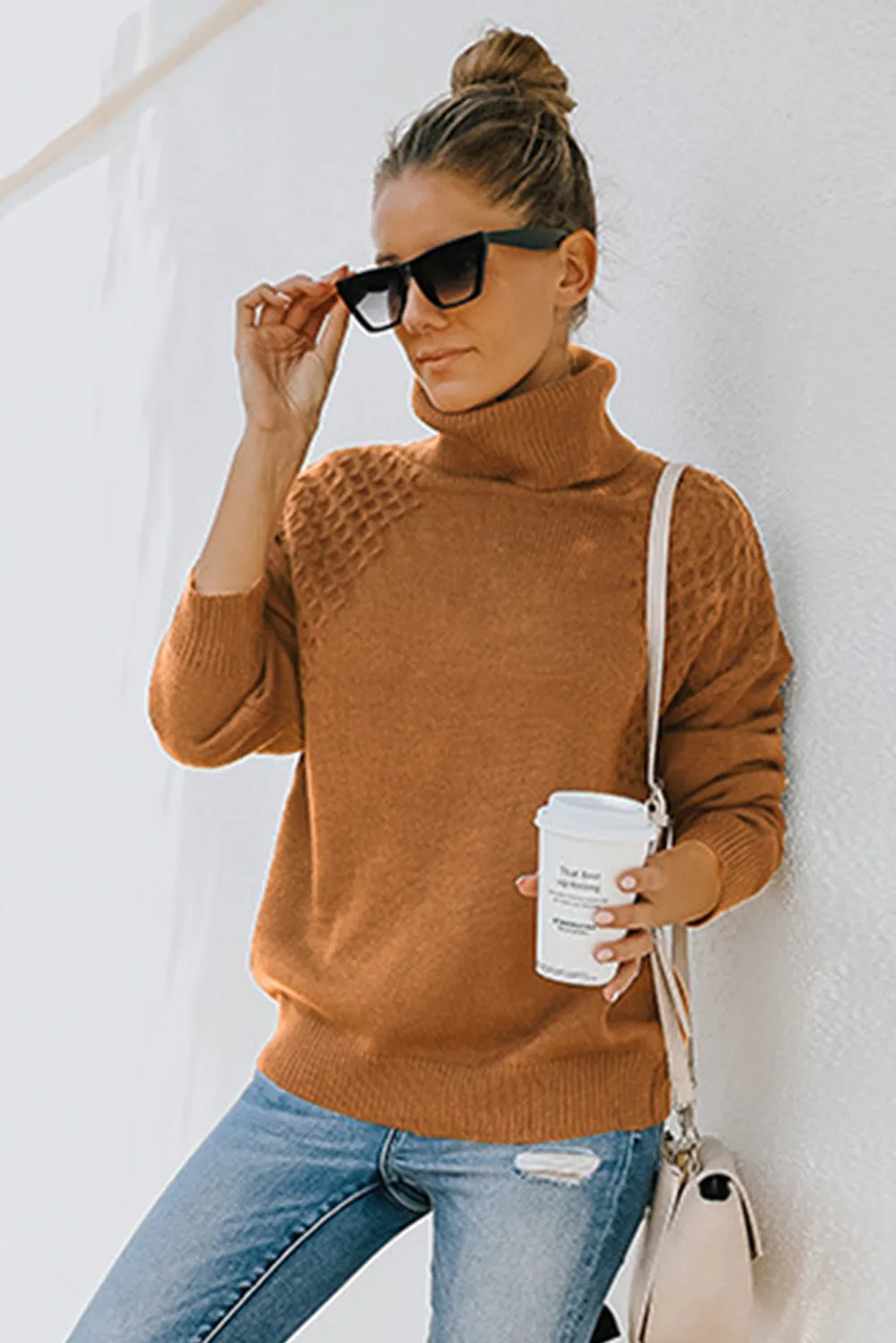 Turtleneck Knitted Pullover Sweater