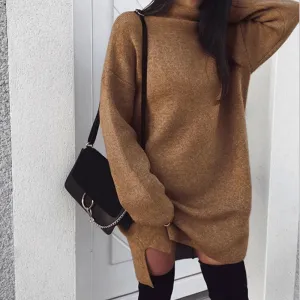 Turtleneck Slit Sweater