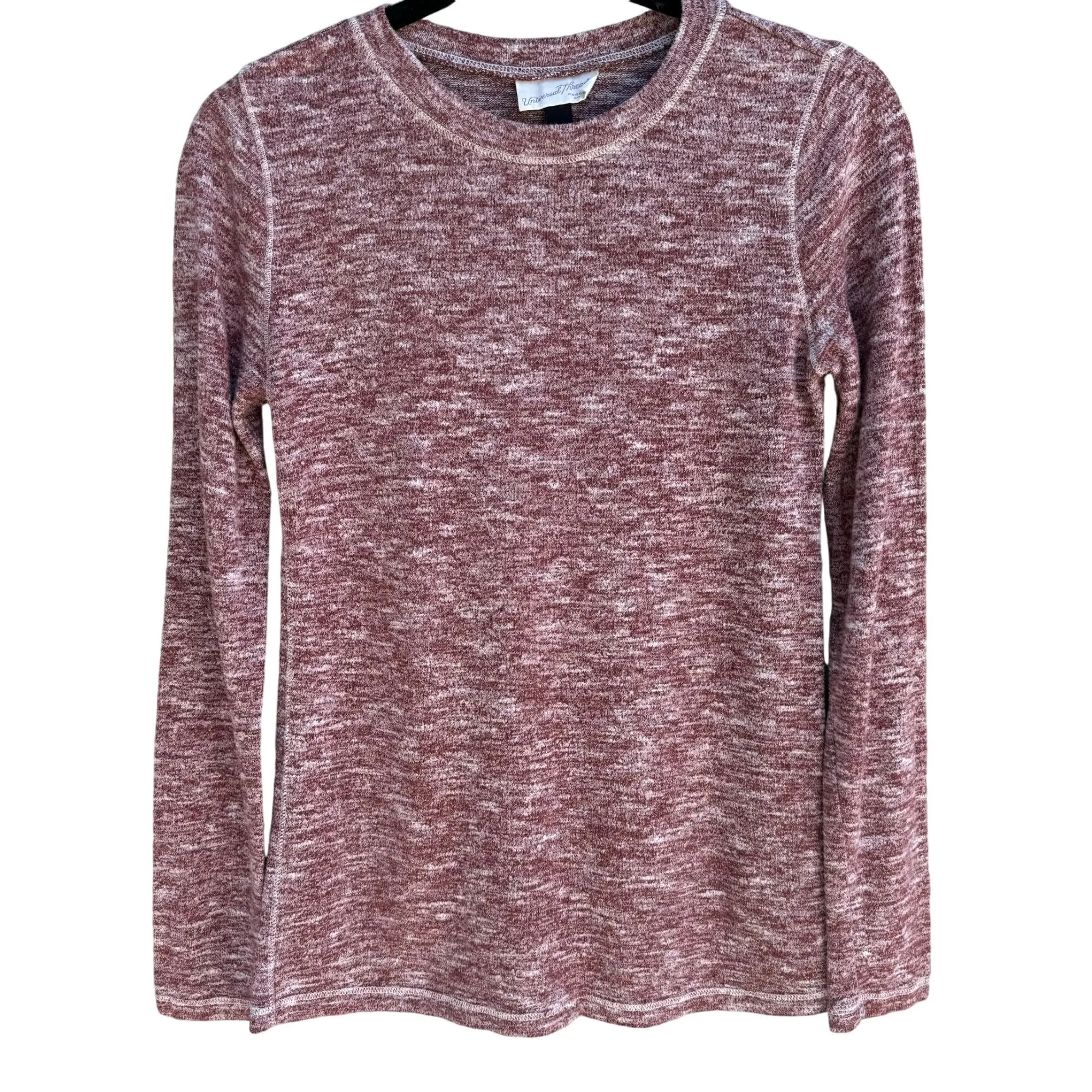 Universal Thread Knit Lightweight Long Sleeve Marled Burgundy Crewneck Sweater