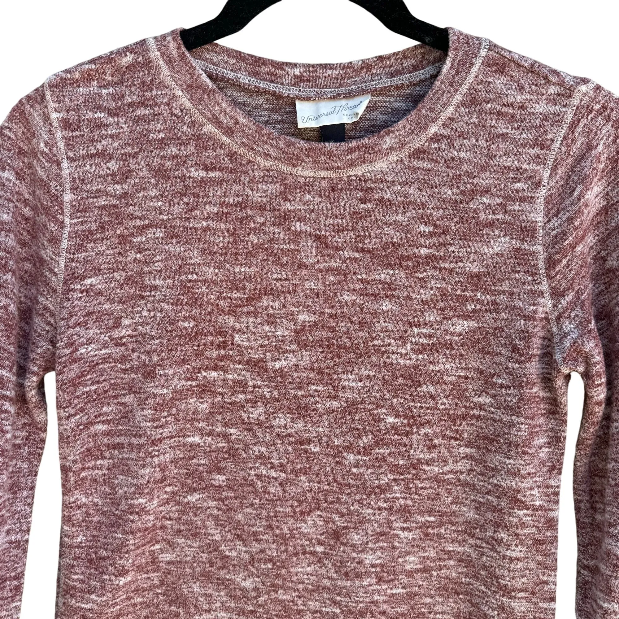 Universal Thread Knit Lightweight Long Sleeve Marled Burgundy Crewneck Sweater