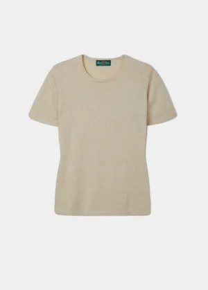 Victoria Ladies Cotton Cashmere T-Shirt In Sand